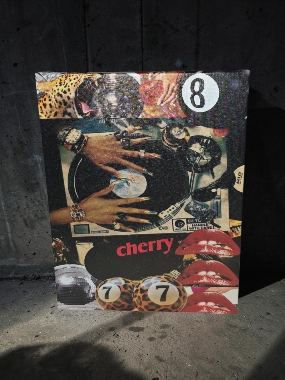 Retro Pop Culture Vinyl Record Collage Canvas Art 12x16